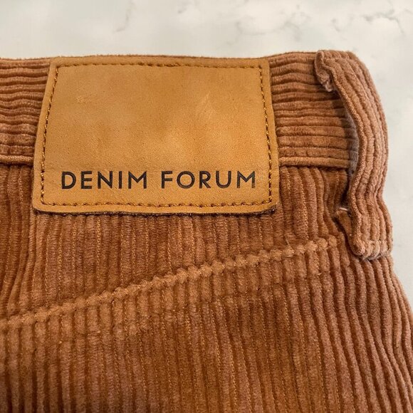 Denim Forum The Joni Hi Rise Loose Corduroy Cotton Pants Golden Brown Sz 26 - Picture 15 of 16
